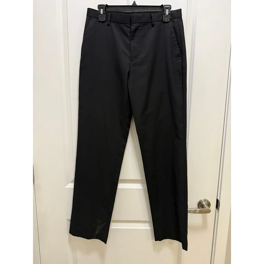 Calvin Klein Mens Black Flat Front Dress Pant Straight Leg 30x32 Business Formal